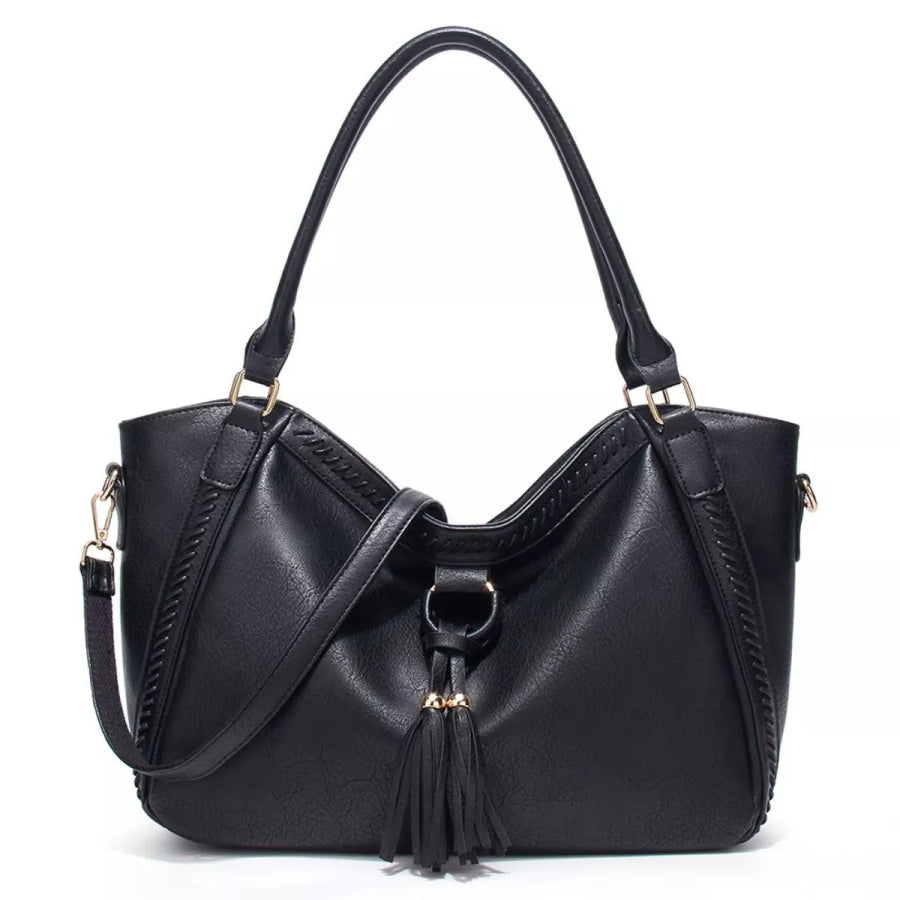 PU Leather Tassel Decor Shoulder Bag Black / onesize Apparel and Accessories