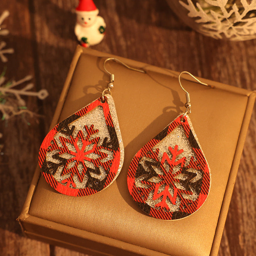 PU Leather Teardrop Shape Earrings Deep Red / One Size Apparel and Accessories