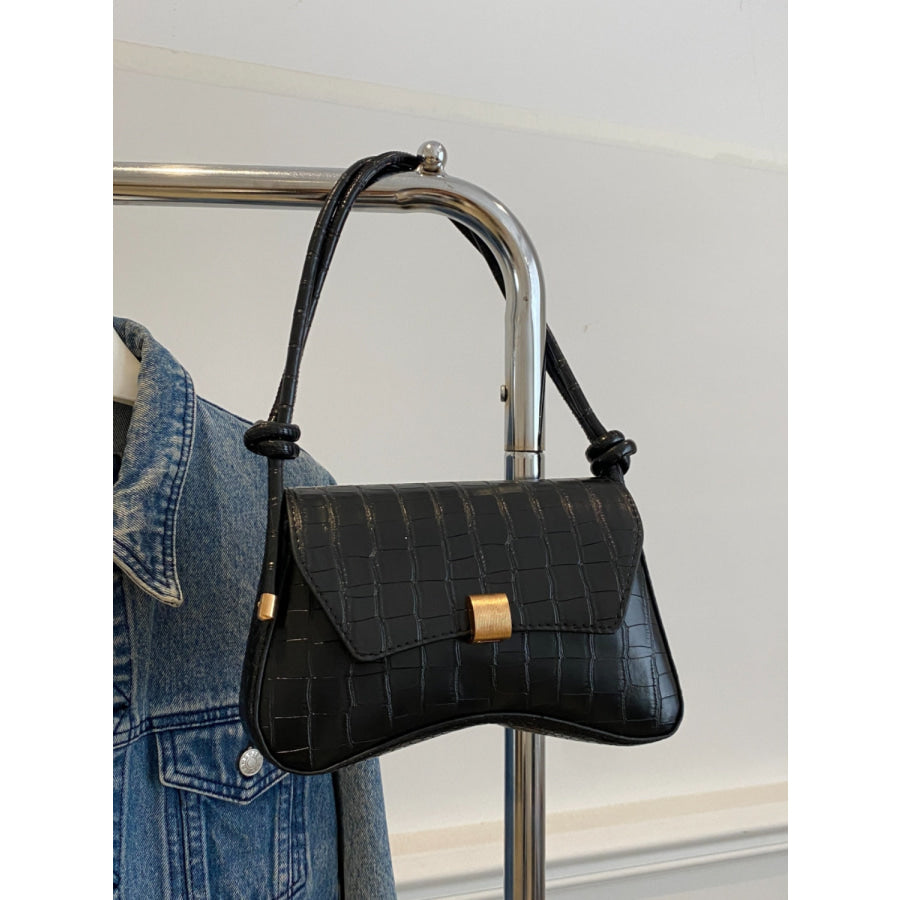 PU Leather Texture Crossbody Bag Black / One Size Apparel and Accessories