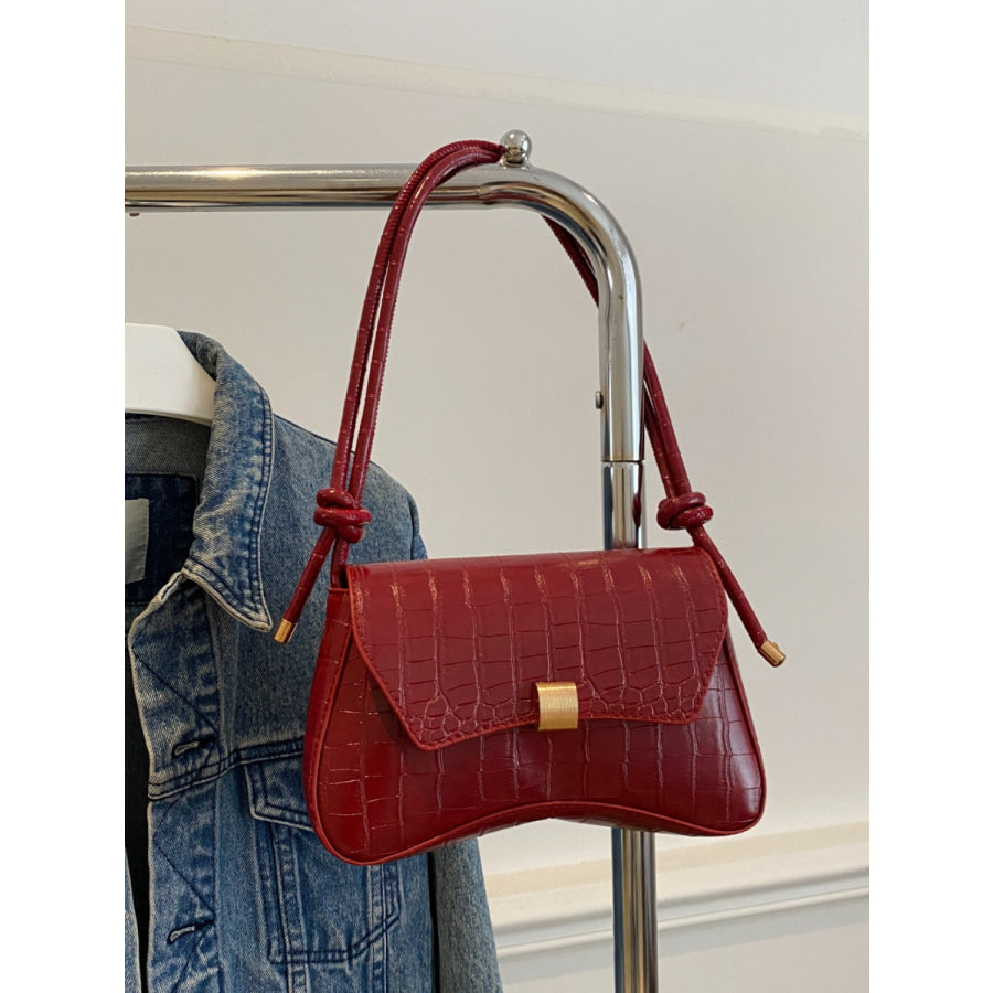 PU Leather Texture Crossbody Bag Red / One Size Apparel and Accessories