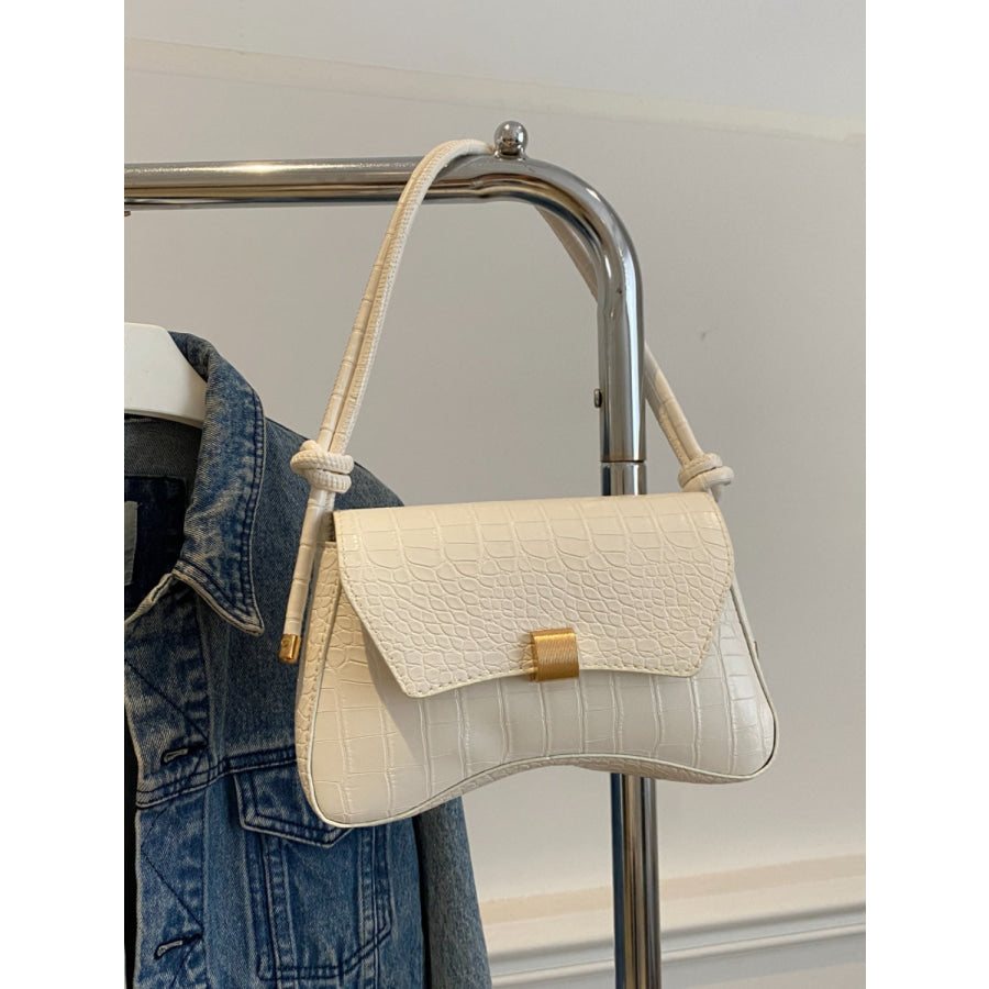 PU Leather Texture Crossbody Bag White / One Size Apparel and Accessories