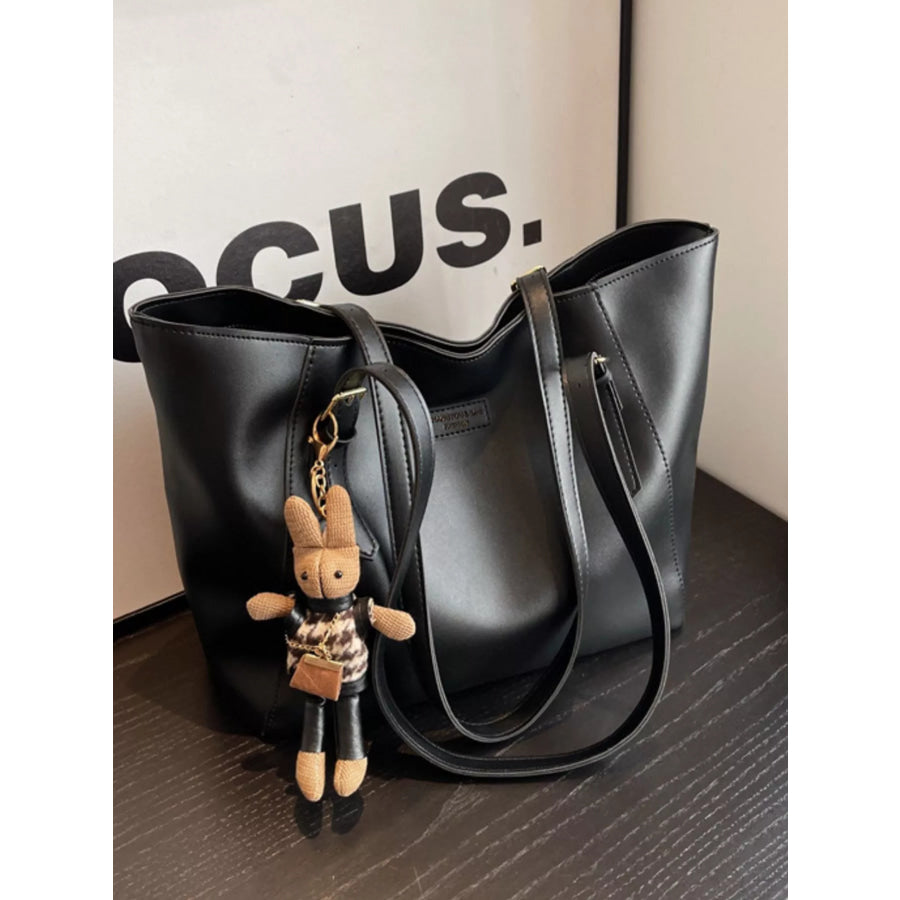 PU Leather Tote Bag Black / ONESIZE Apparel and Accessories