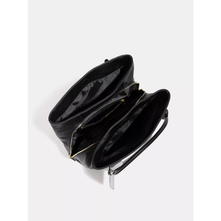 PU Leather Tote Bag Black / onesize Apparel and Accessories
