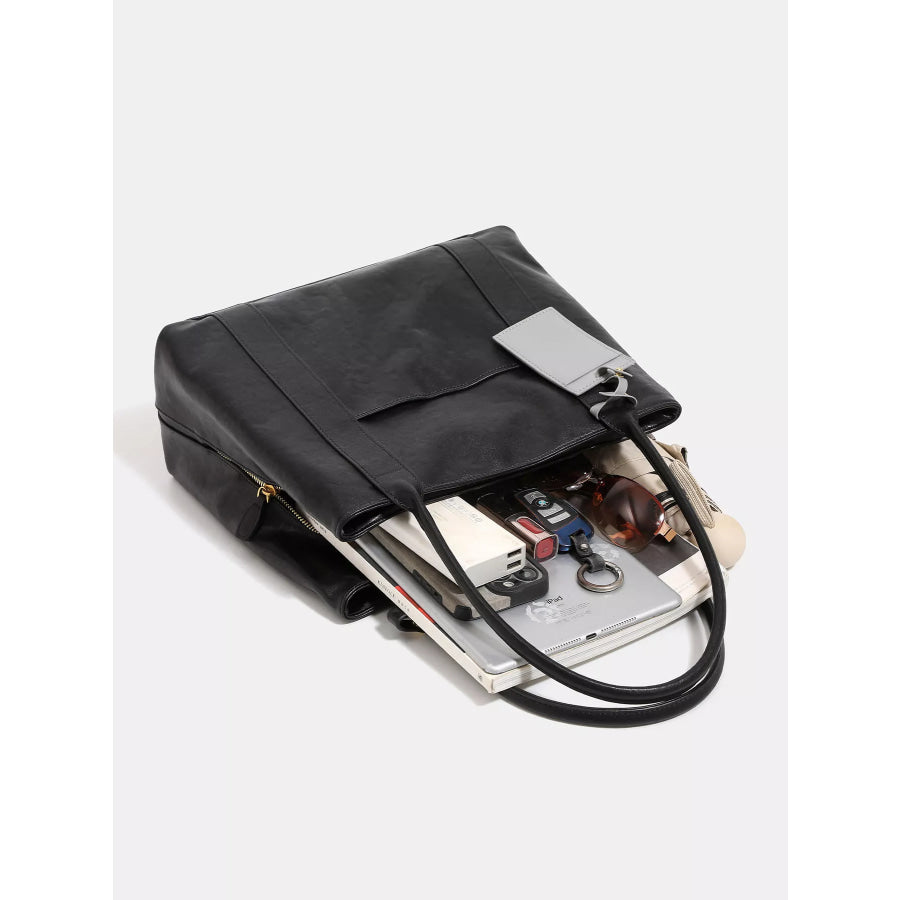 PU Leather Tote Bag Black / onesize Apparel and Accessories