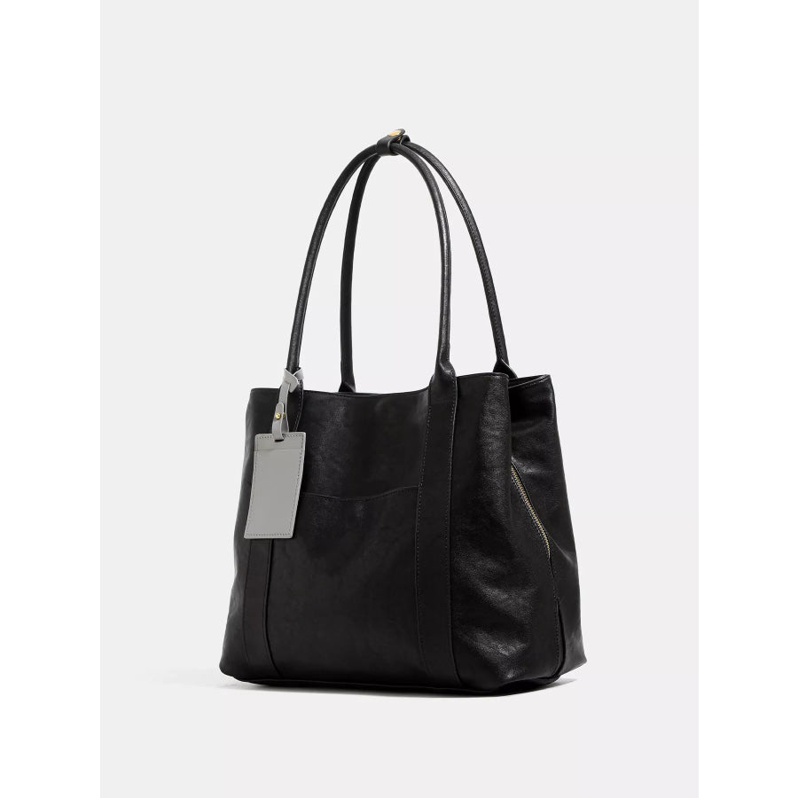 PU Leather Tote Bag Black / onesize Apparel and Accessories