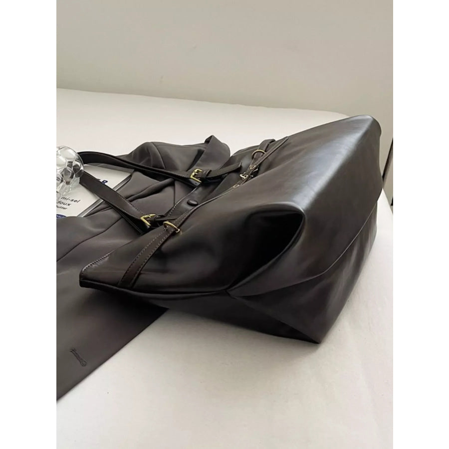 PU Leather Tote Bag Black / onesize Apparel and Accessories