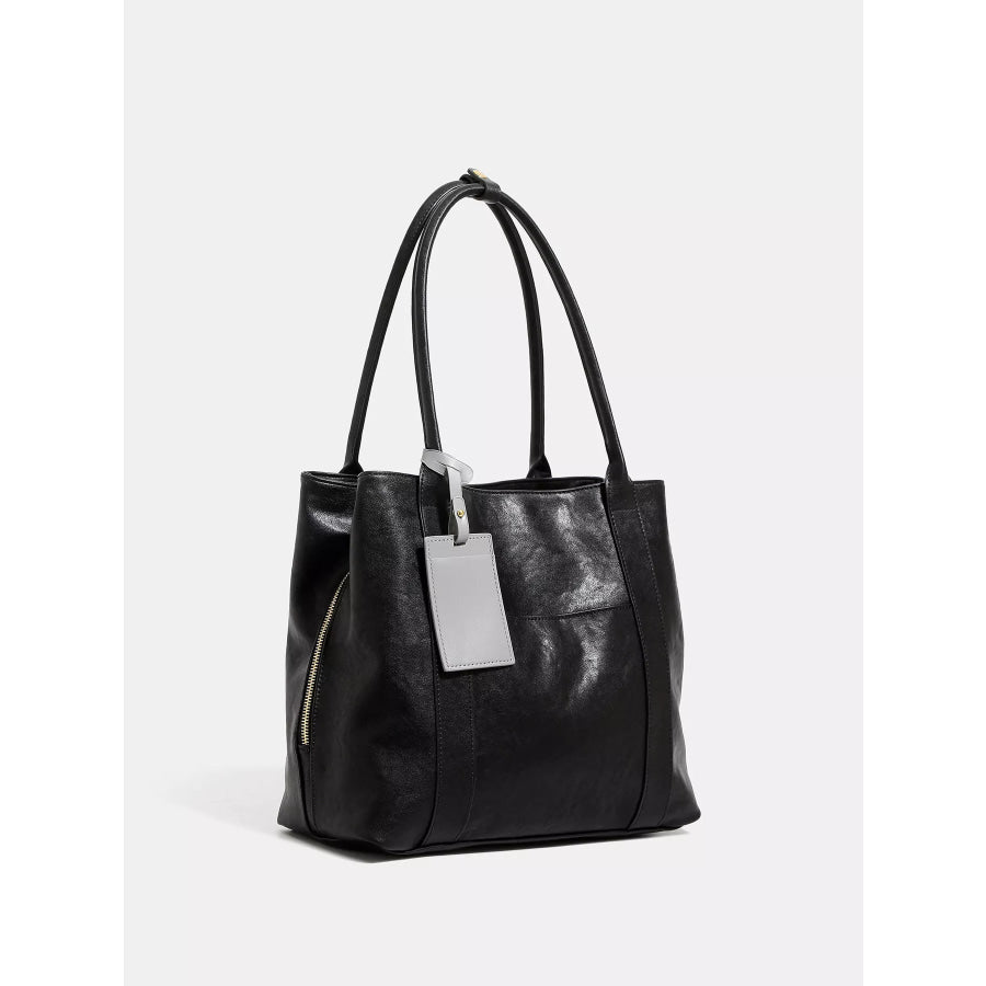 PU Leather Tote Bag Black / onesize Apparel and Accessories