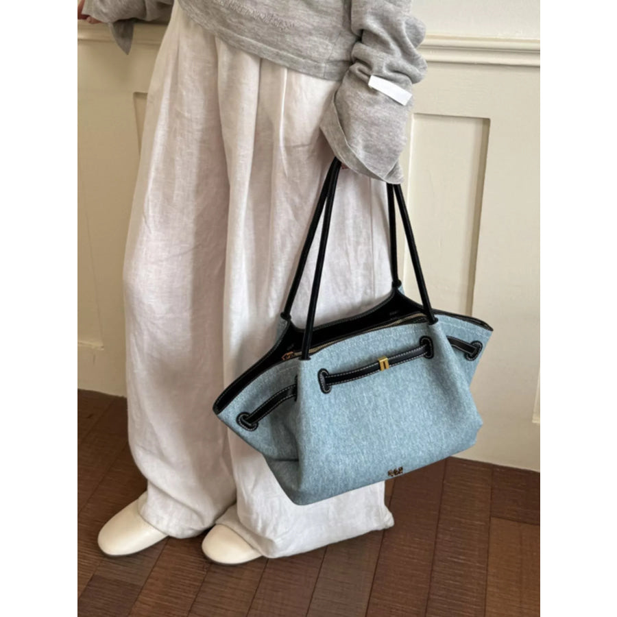 PU Leather Tote Bag Blue / onesize Apparel and Accessories