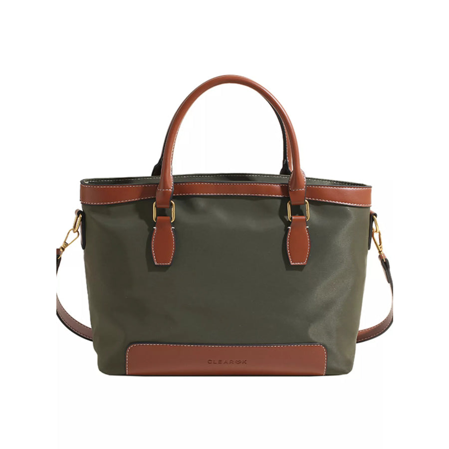 PU Leather Tote Bag Green / One Size Apparel and Accessories