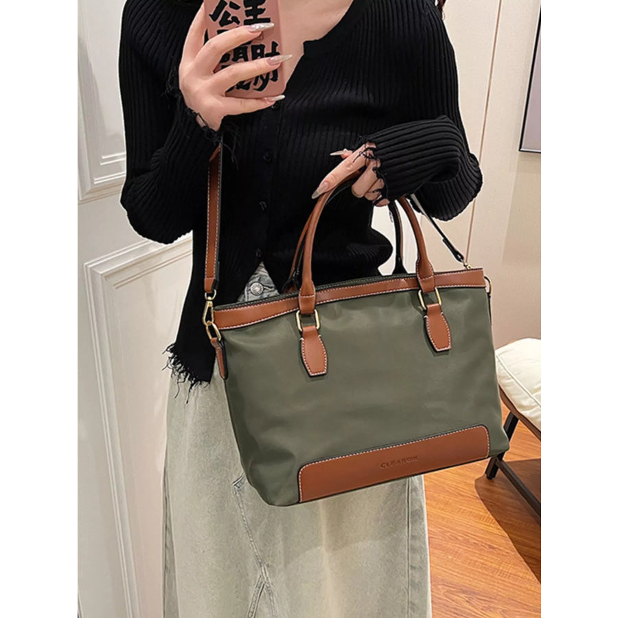 PU Leather Tote Bag Green / One Size Apparel and Accessories