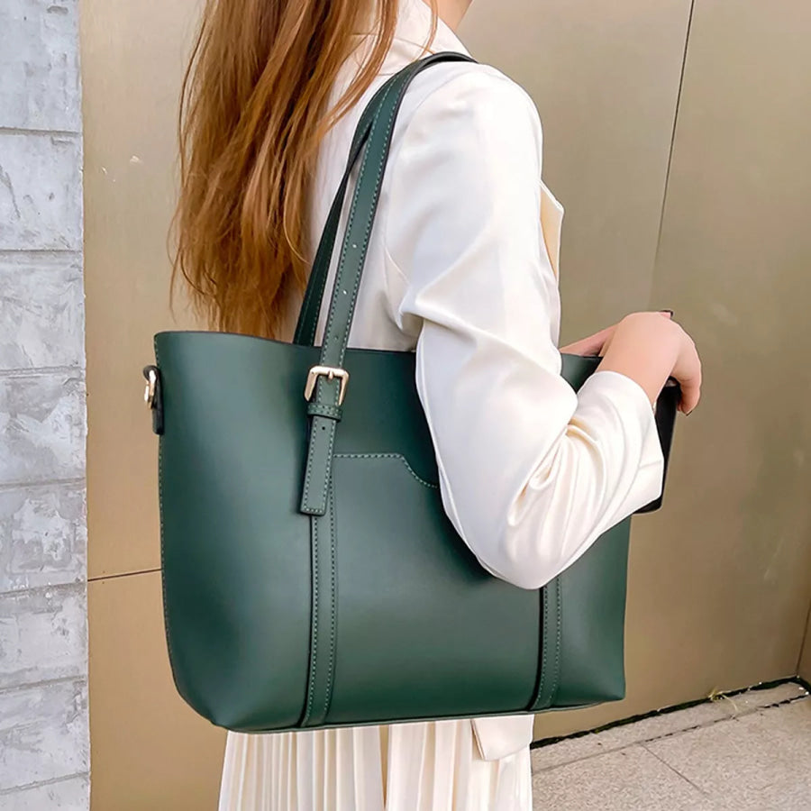 PU Leather Tote Bag Green / onesize Apparel and Accessories
