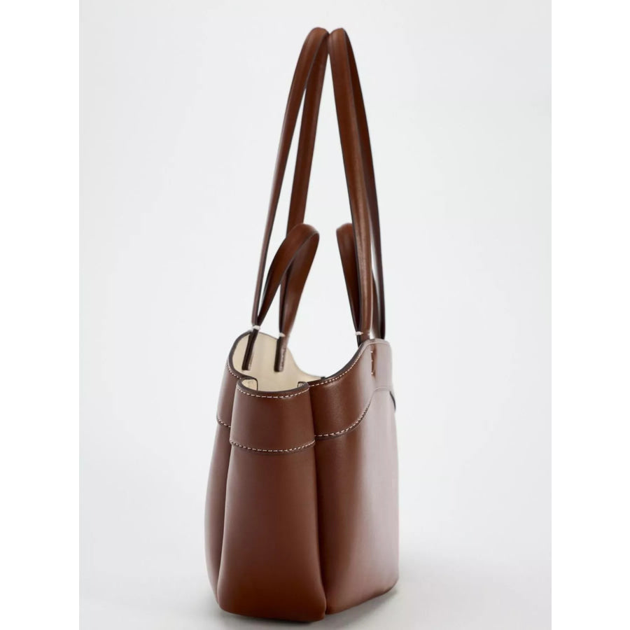 PU Leather Tote Bag Maroon / onesize Apparel and Accessories