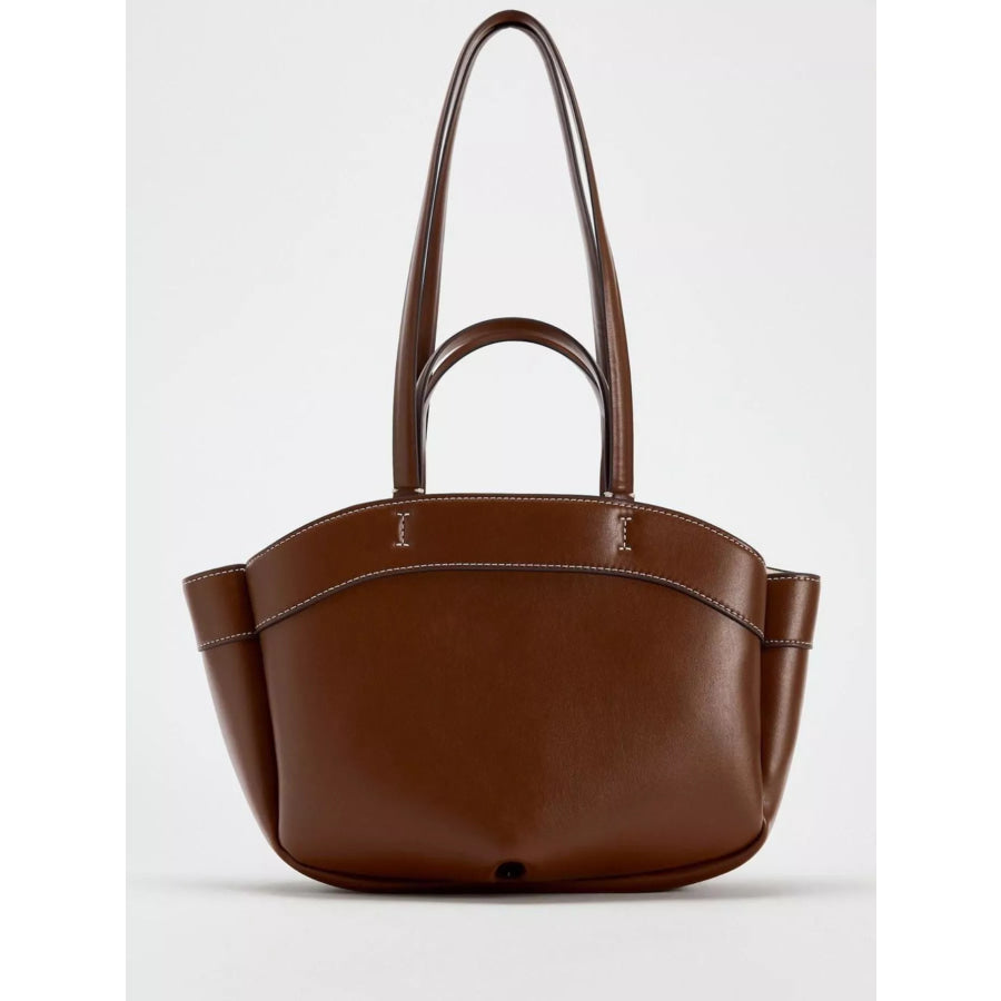 PU Leather Tote Bag Maroon / onesize Apparel and Accessories