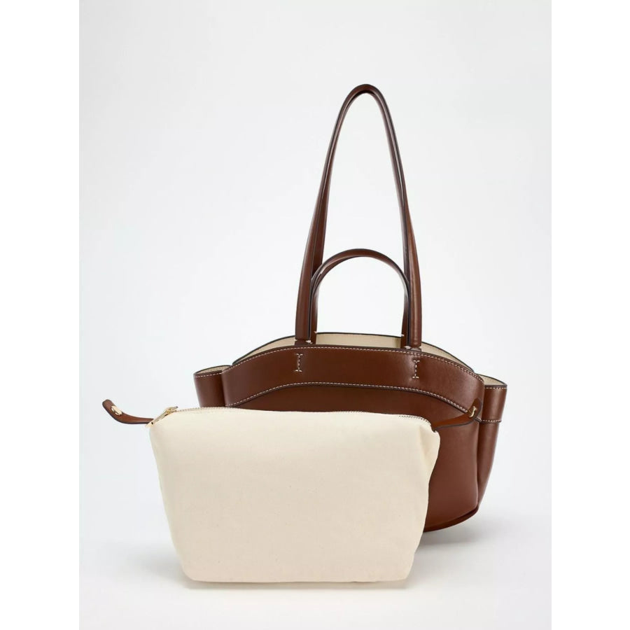 PU Leather Tote Bag Maroon / onesize Apparel and Accessories