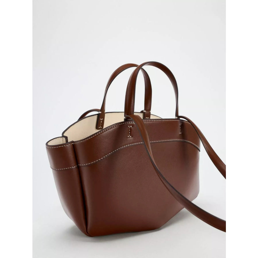 PU Leather Tote Bag Maroon / onesize Apparel and Accessories
