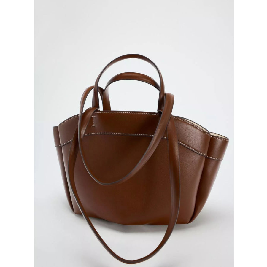PU Leather Tote Bag Maroon / onesize Apparel and Accessories