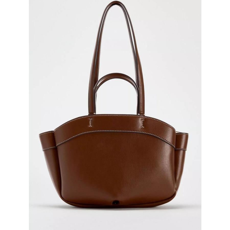 PU Leather Tote Bag Maroon / onesize Apparel and Accessories