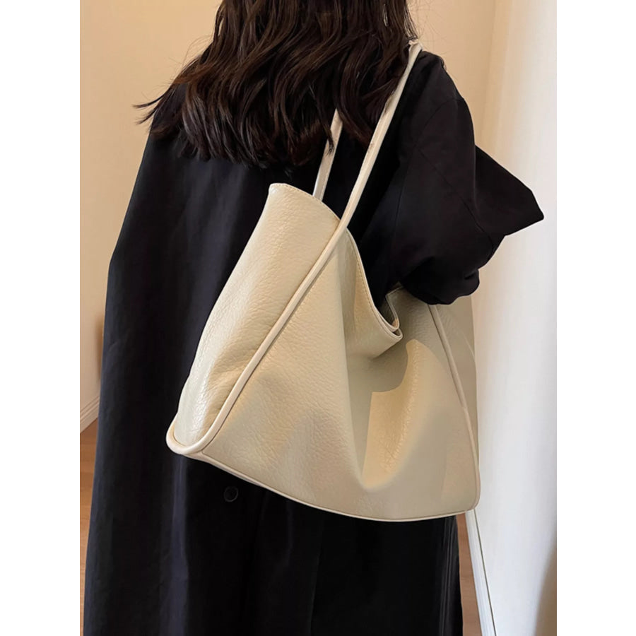 PU Leather Tote Bag Off-white / onesize Apparel and Accessories