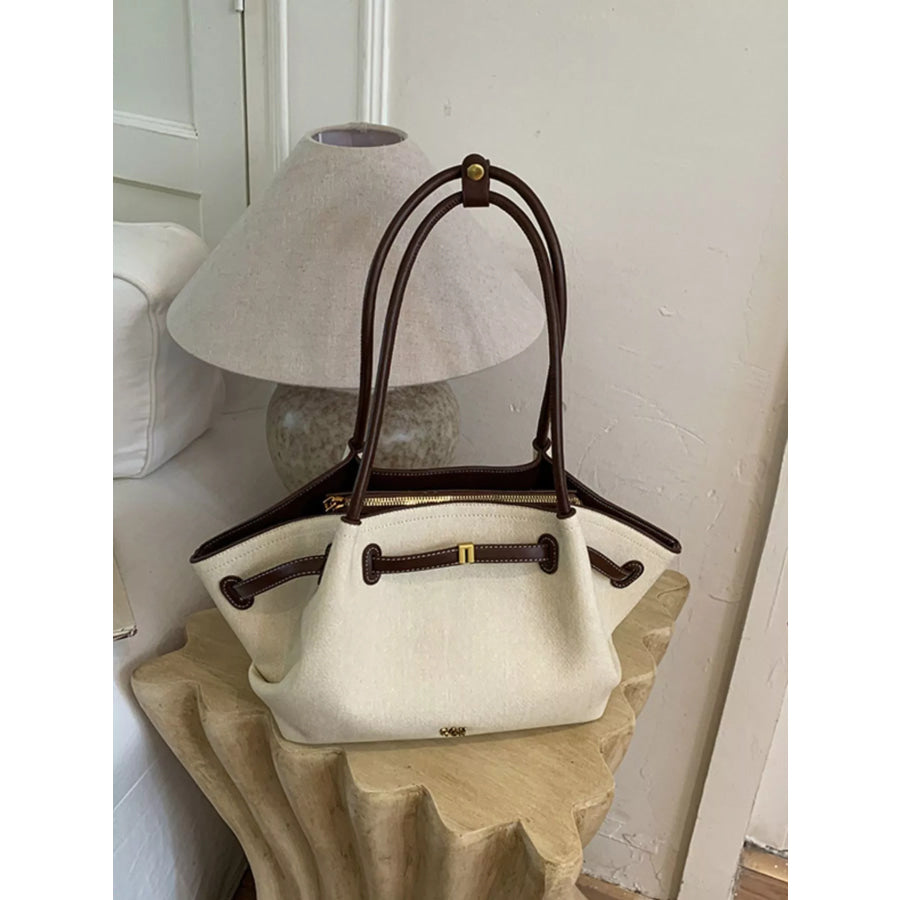 PU Leather Tote Bag White / onesize Apparel and Accessories