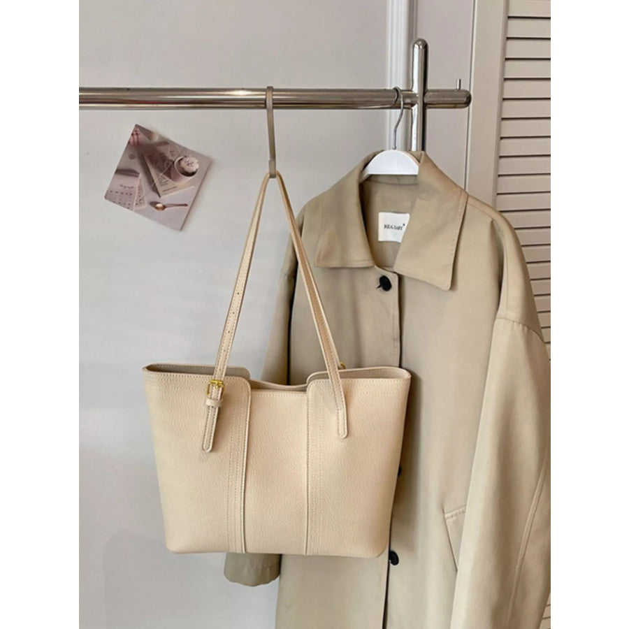PU Leather Tote Bag White / onesize Apparel and Accessories