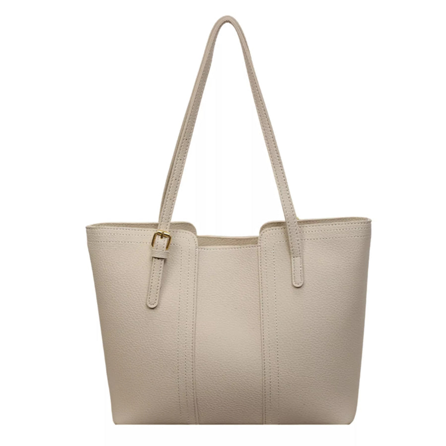 PU Leather Tote Bag White / onesize Apparel and Accessories
