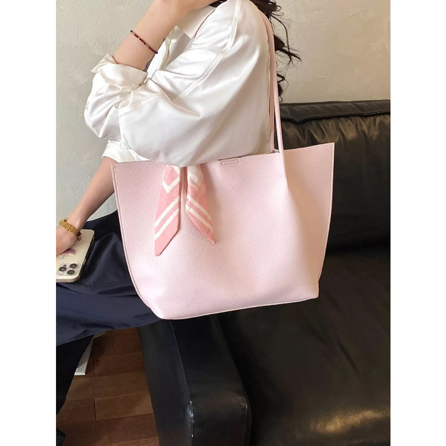 PU Leather Tote Shoulder Bag Pink / onesize Apparel and Accessories