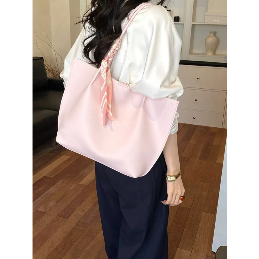 PU Leather Tote Shoulder Bag Pink / onesize Apparel and Accessories