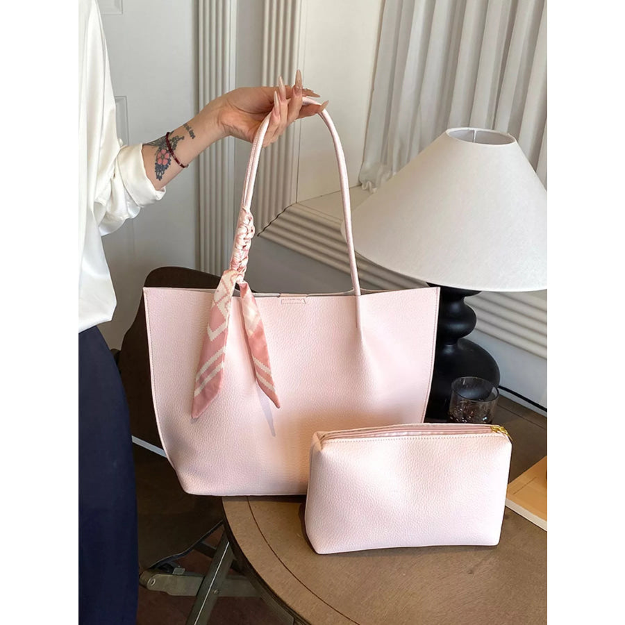 PU Leather Tote Shoulder Bag Pink / onesize Apparel and Accessories