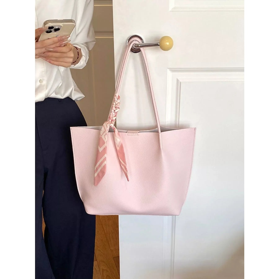 PU Leather Tote Shoulder Bag Pink / onesize Apparel and Accessories
