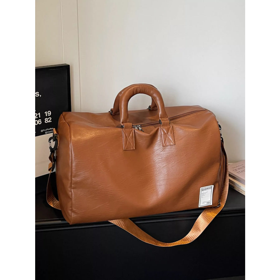 PU Leather Travel Bag Brown / onesize Apparel and Accessories