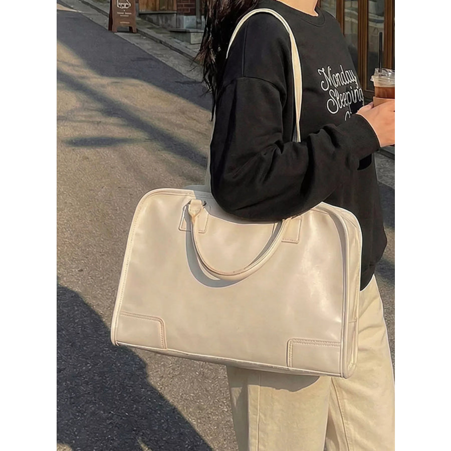 PU Leather Travel Bag Off-white / onesize Apparel and Accessories