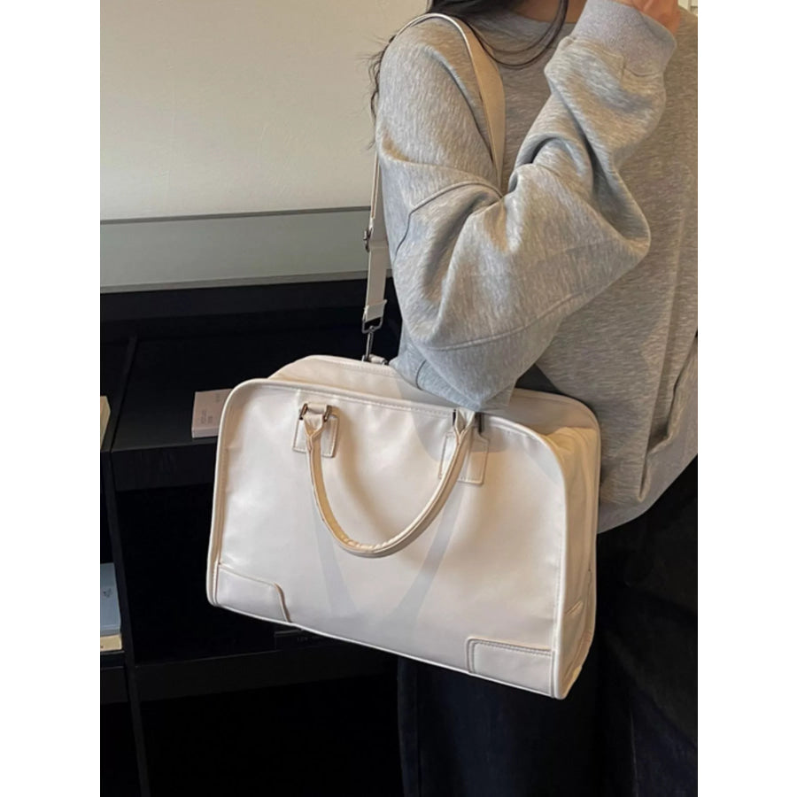 PU Leather Travel Bag Off-white / onesize Apparel and Accessories