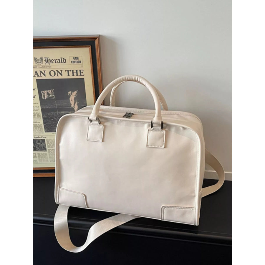 PU Leather Travel Bag Off-white / onesize Apparel and Accessories