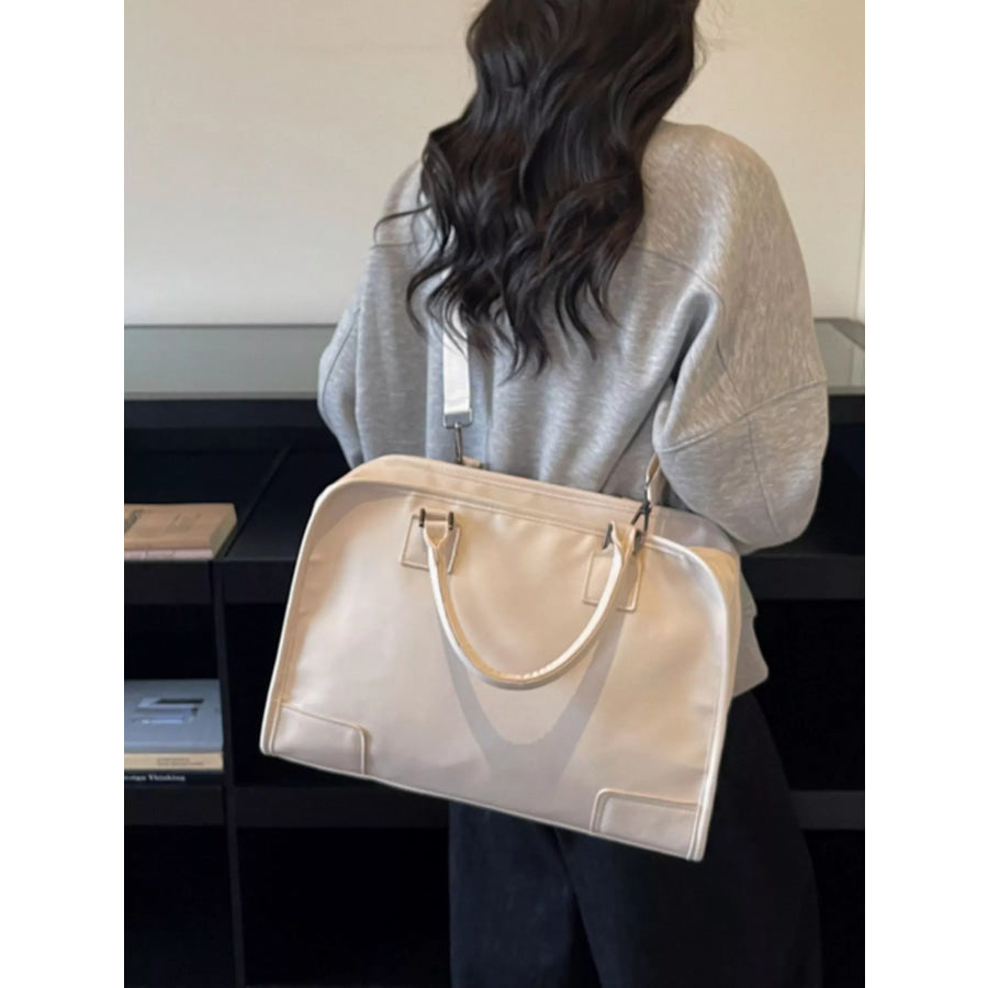 PU Leather Travel Bag Off-white / onesize Apparel and Accessories