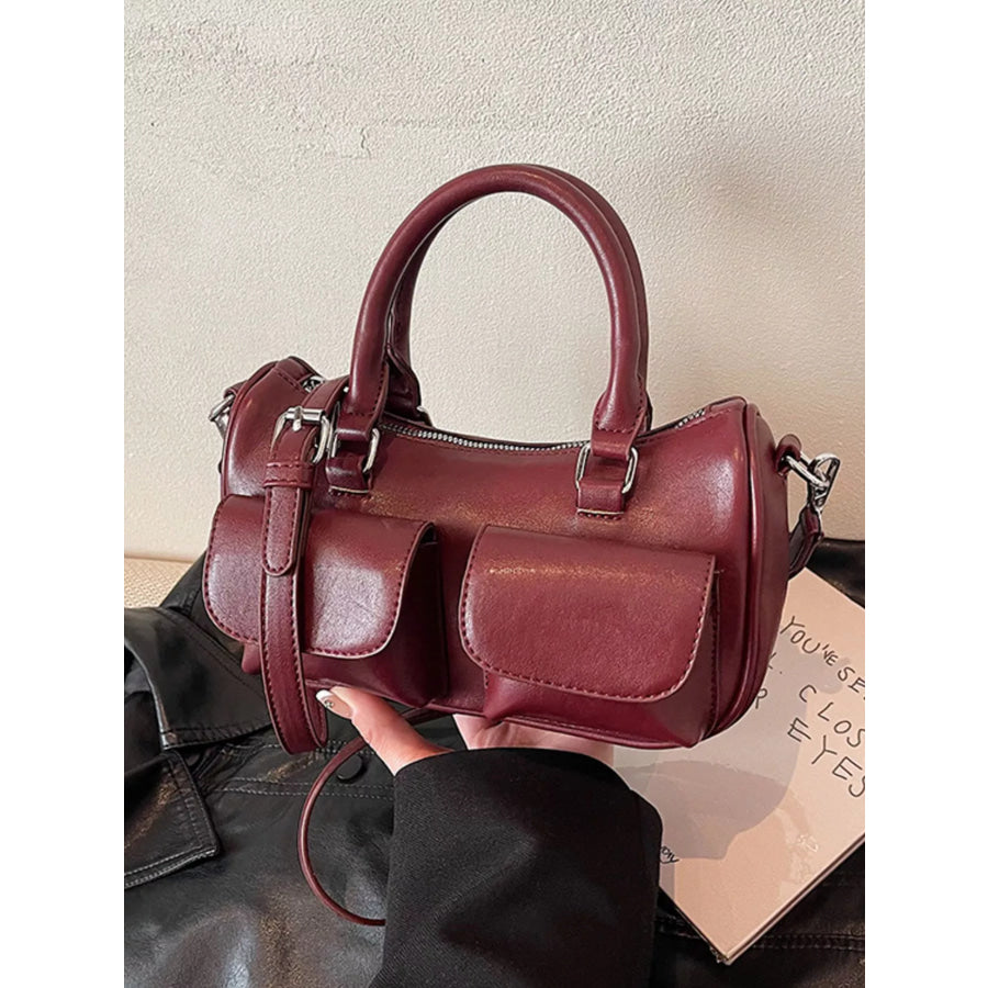 PU Leather Vintage Boston Handbag Apparel and Accessories