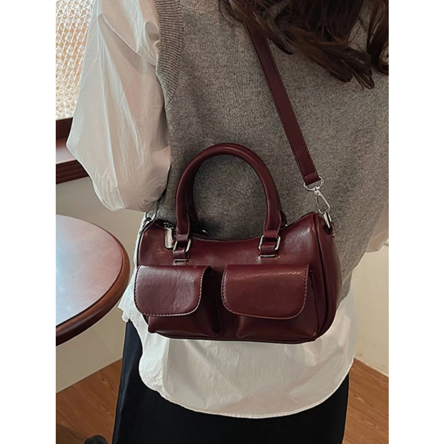 PU Leather Vintage Boston Handbag Apparel and Accessories