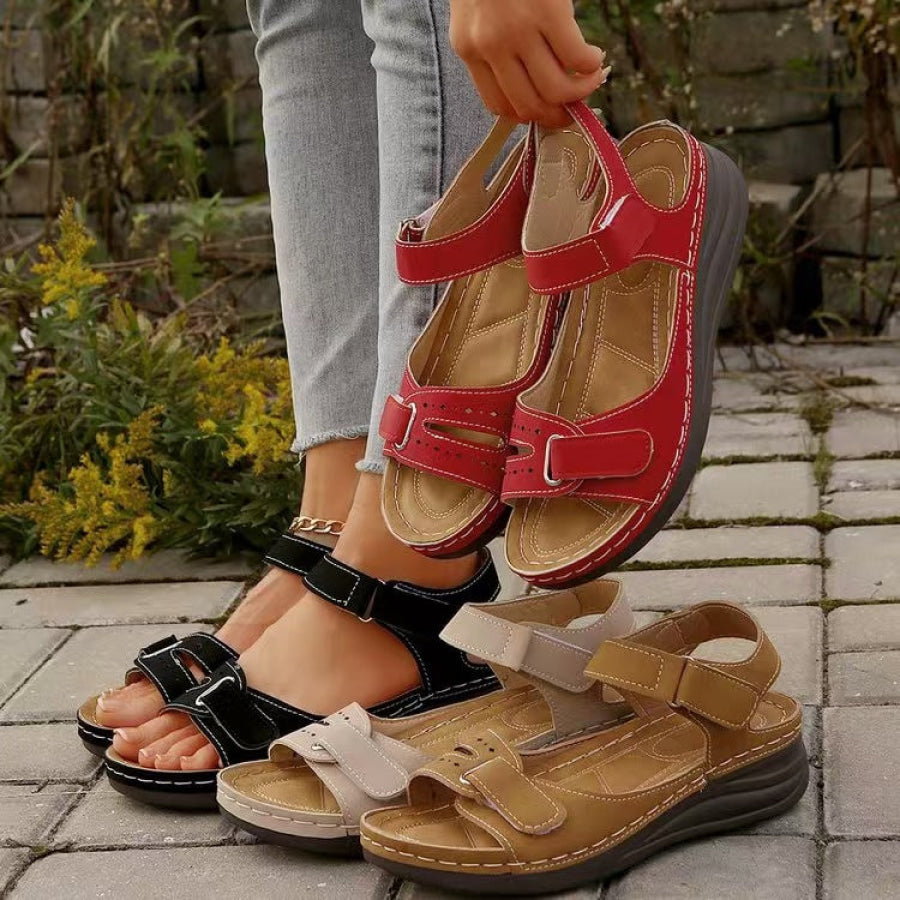 PU Leather Wedge Buckle Sandals Apparel and Accessories