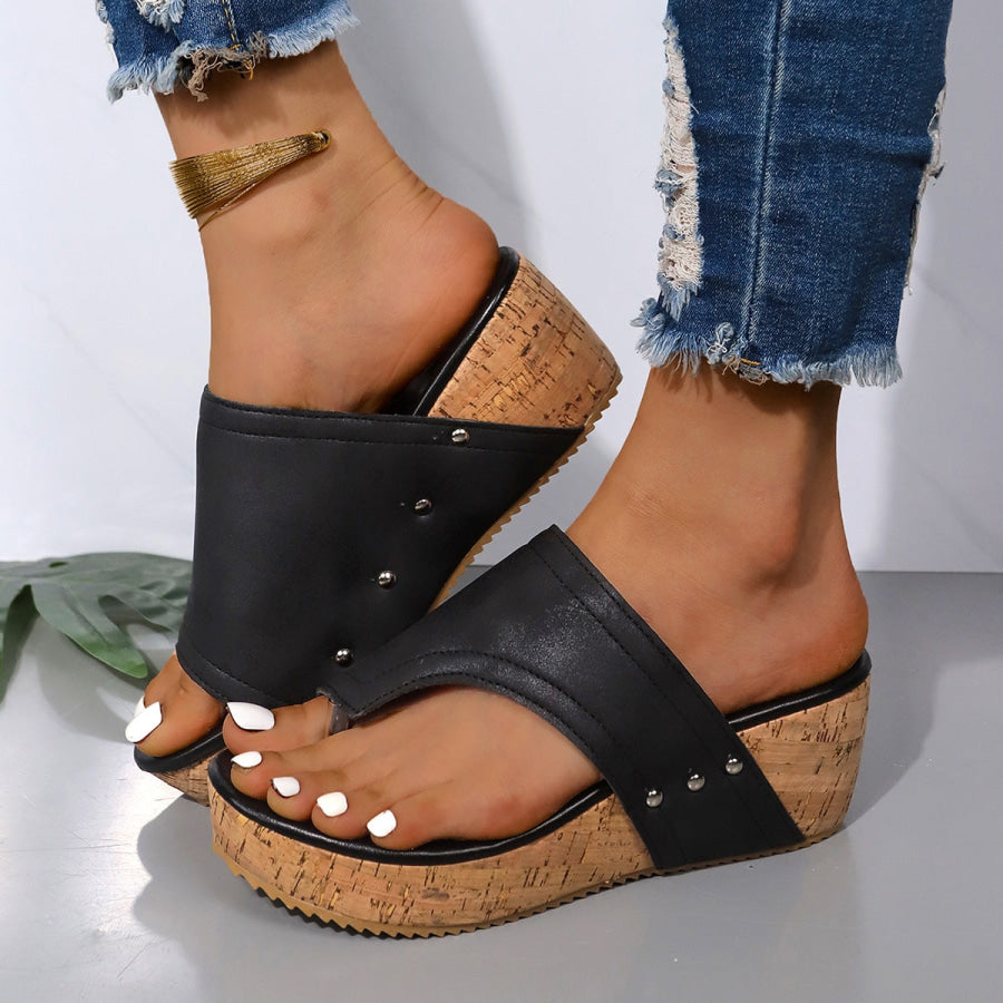 PU Leather Wedge Sandals Apparel and Accessories