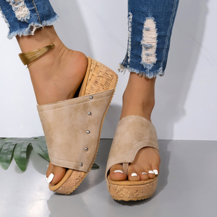 PU Leather Wedge Sandals Dust Storm / 36(US5) Apparel and Accessories