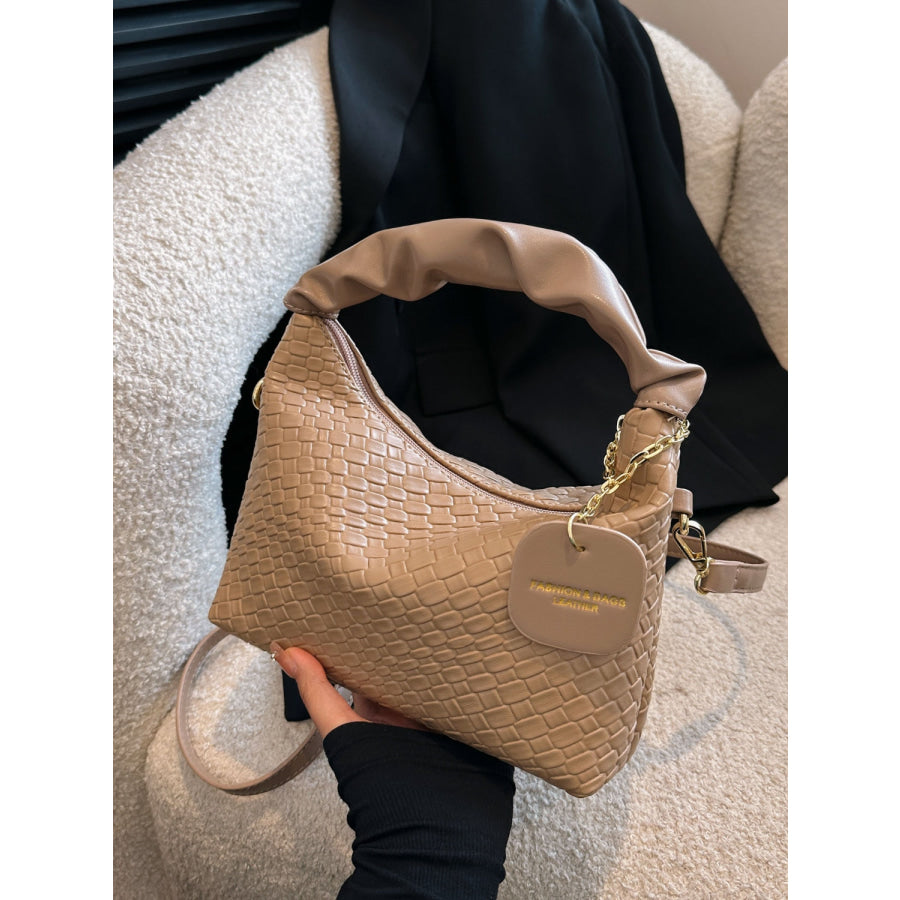 PU Leather Woven Crossbody Bag Apparel and Accessories