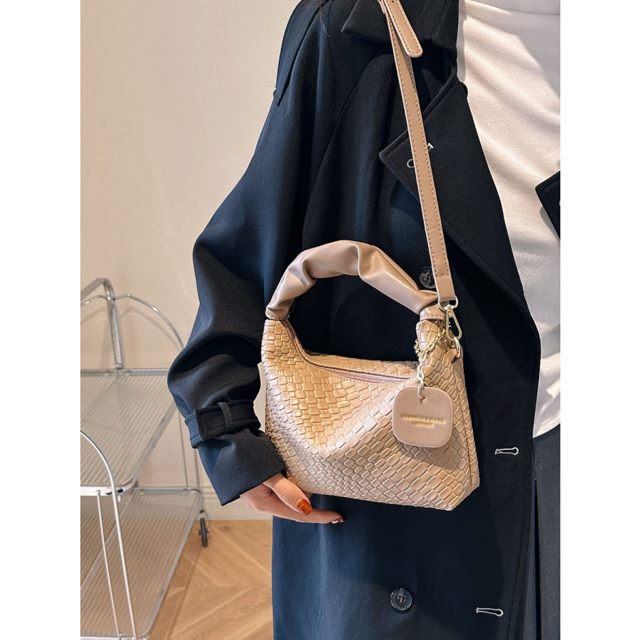 PU Leather Woven Crossbody Bag Apparel and Accessories