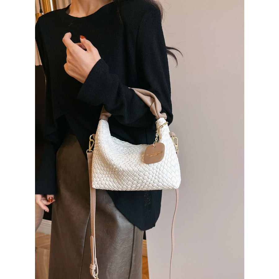 PU Leather Woven Crossbody Bag Apparel and Accessories