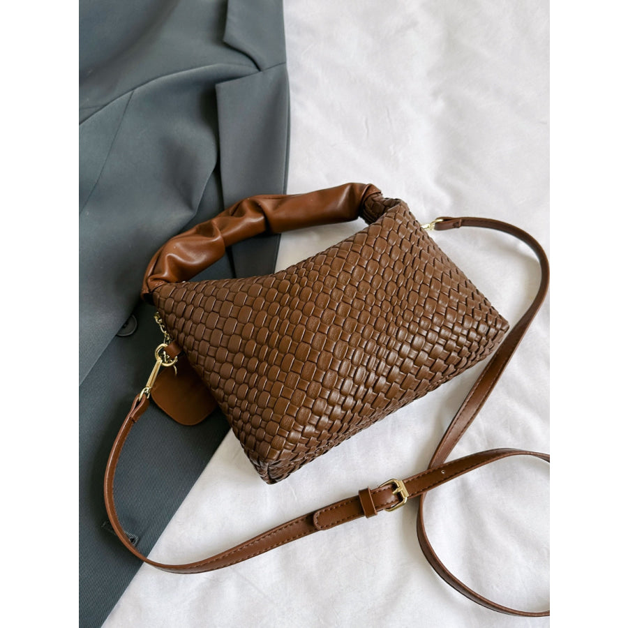 PU Leather Woven Crossbody Bag Apparel and Accessories