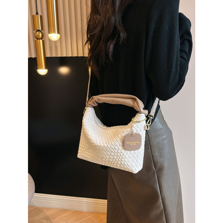 PU Leather Woven Crossbody Bag Apparel and Accessories