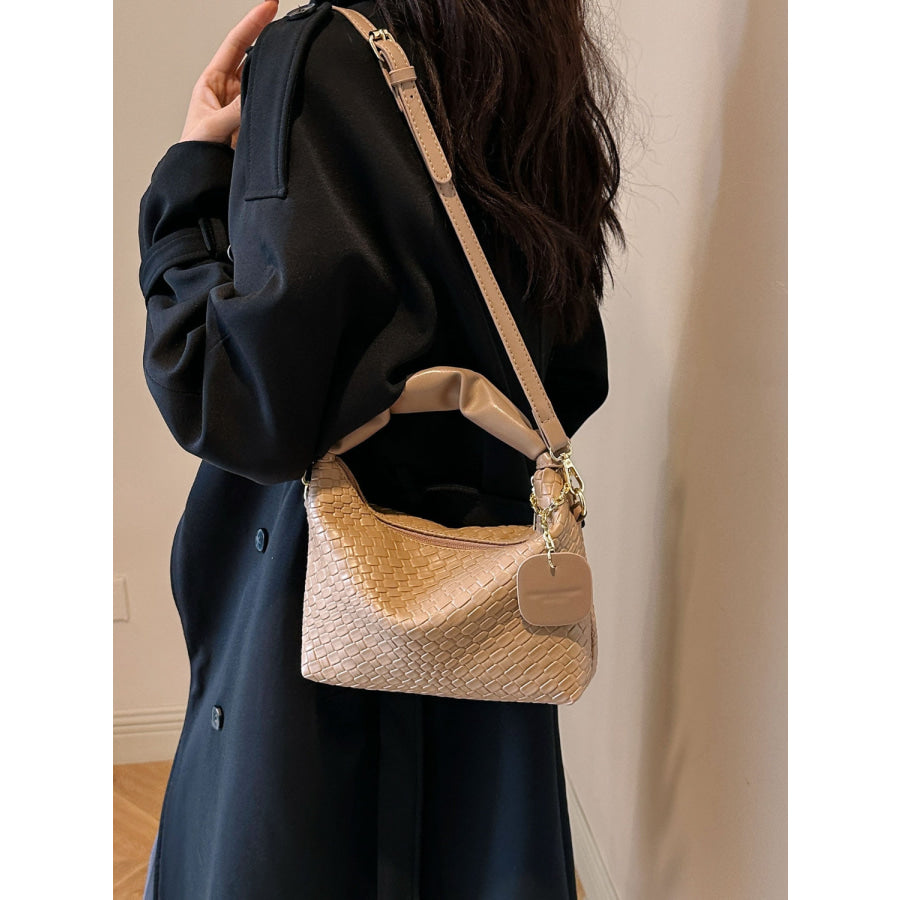 PU Leather Woven Crossbody Bag Apparel and Accessories