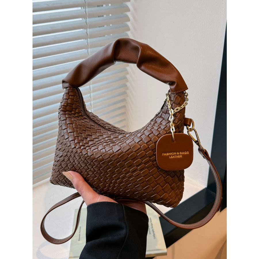 PU Leather Woven Crossbody Bag Apparel and Accessories