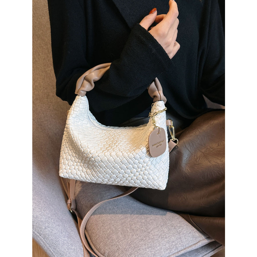 PU Leather Woven Crossbody Bag Apparel and Accessories