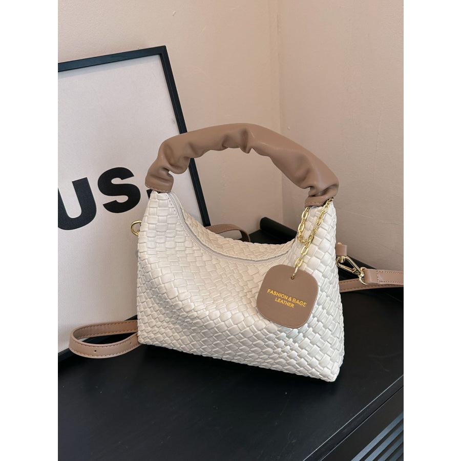 PU Leather Woven Crossbody Bag Apparel and Accessories