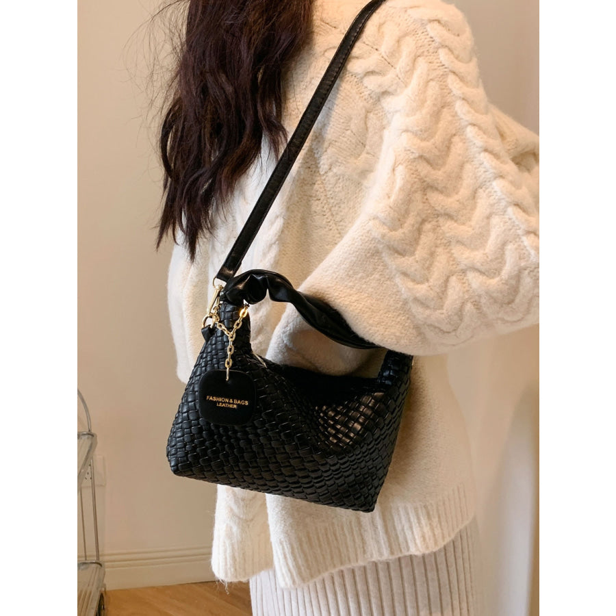 PU Leather Woven Crossbody Bag Apparel and Accessories