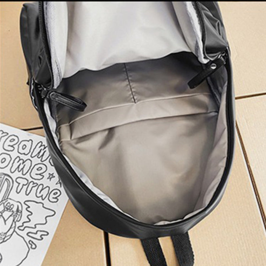 PU Leather Zip Backpack Bag Apparel and Accessories